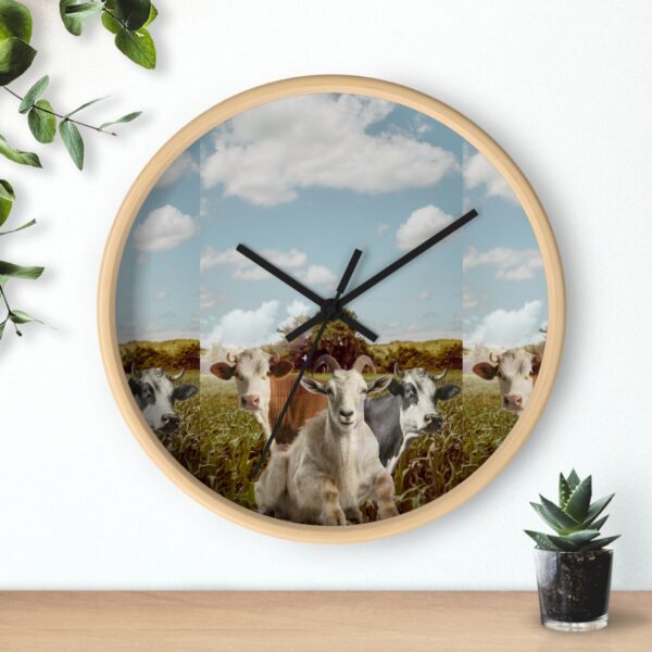 Wall Clock - Vintage Cow Art, Country Kitchen Wall Decor,