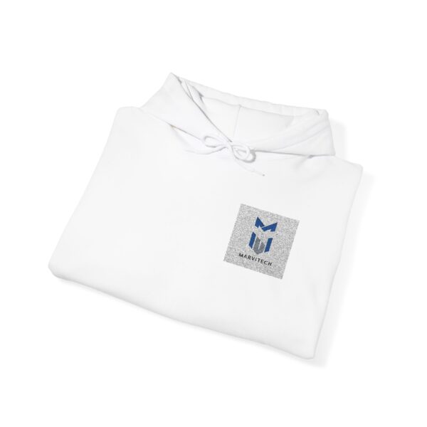 Small Blue Floral Crest Hoodie — Minimal Pocket Chest Design