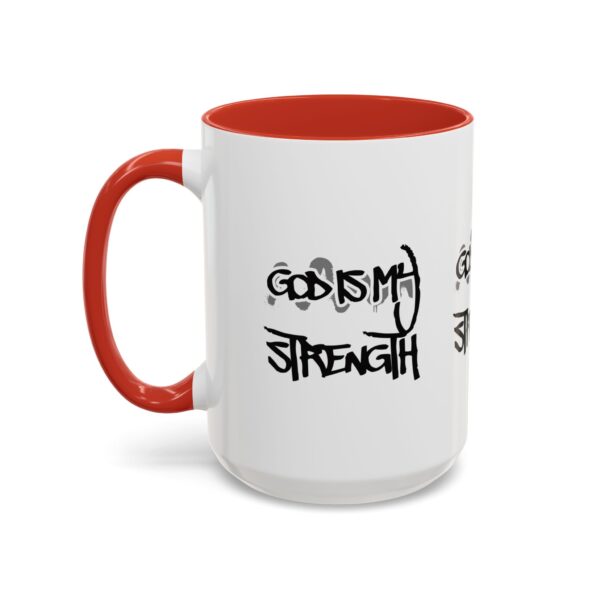 God Is My Strength Accent Coffee Mug — Inspirational Christian Faith Gift (11/15 oz)