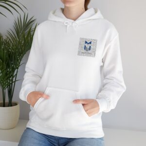 Small Blue Floral Crest Hoodie — Minimal Pocket Chest Design