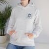 Small Blue Floral Crest Hoodie — Minimal Pocket Chest Design