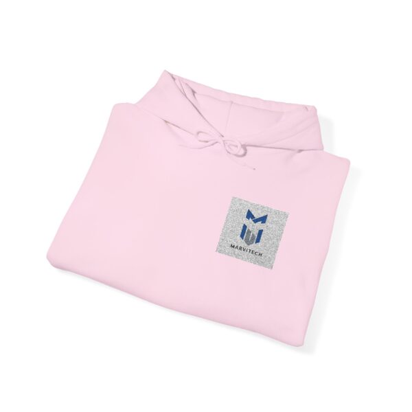 Small Blue Floral Crest Hoodie — Minimal Pocket Chest Design