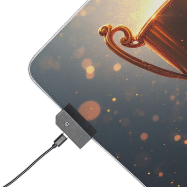 LED Gaming Mouse Pad — "Hello Champion" RGB Desk Mat with Trophy Design