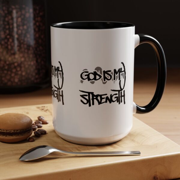 God Is My Strength Accent Coffee Mug — Inspirational Christian Faith Gift (11/15 oz)