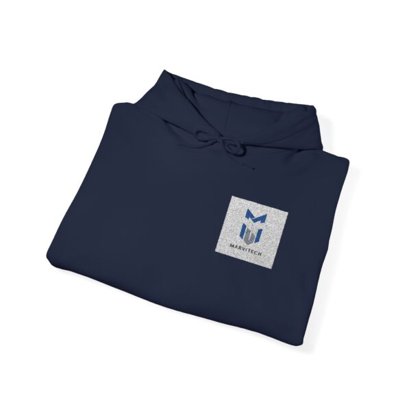 Small Blue Floral Crest Hoodie — Minimal Pocket Chest Design