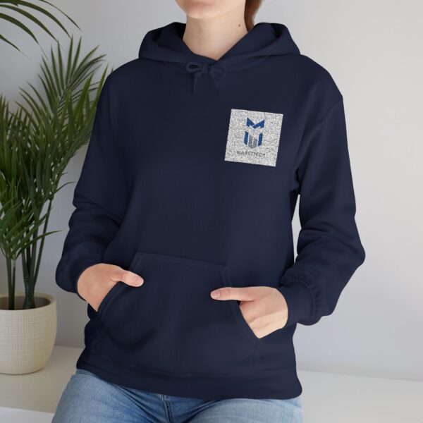 Small Blue Floral Crest Hoodie — Minimal Pocket Chest Design