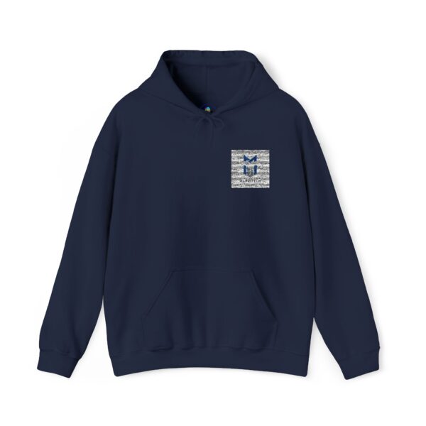 Small Blue Floral Crest Hoodie — Minimal Pocket Chest Design