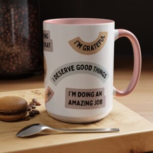 Affirmation Sticker Style Mug Accent Coffee Mug | Motivational Positive Quotes