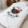 Plush Blanket — "My Heart Beats for You" Valentine Rose; Skull Design