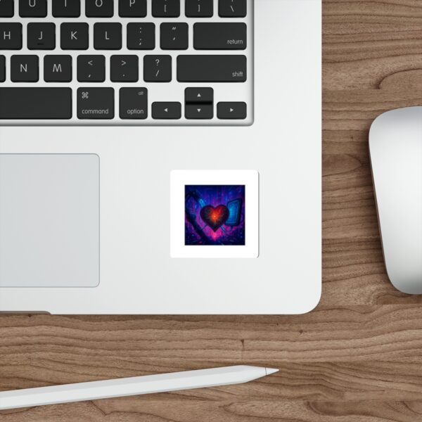Cyber Heart Die-Cut Sticker — Futuristic Tech Love Laptop Decal