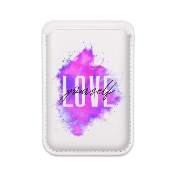 Vegan MagSafe Wallet — "LOVE yourself" Pink Purple Watercolor Card Holder