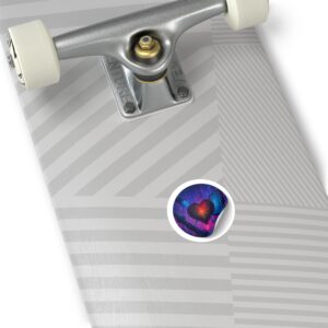 Cyber Heart Round Sticker — Futuristic Tech Love Laptop Decal (Indoor/Outdoor)