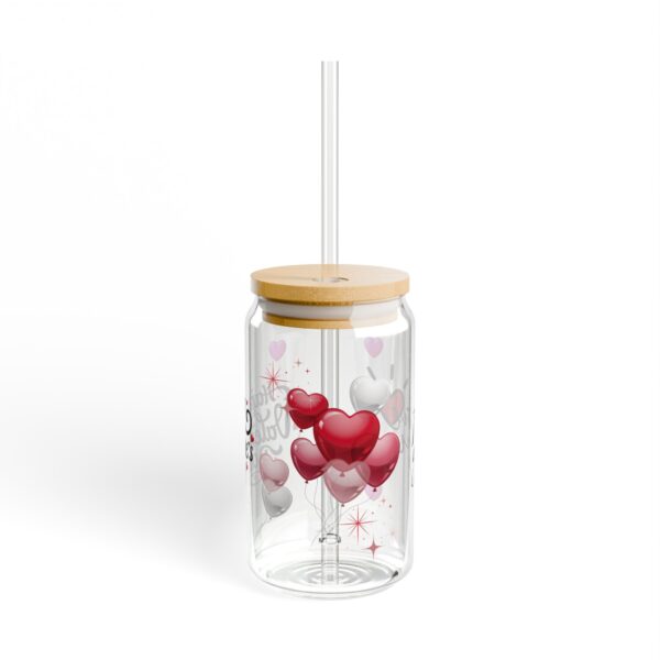 Valentine's Day Sipper Glass 16oz — 'Happy Valentine's Day' Heart Balloon Tumbler