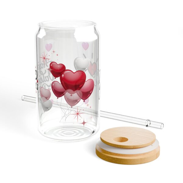 Valentine's Day Sipper Glass 16oz — 'Happy Valentine's Day' Heart Balloon Tumbler