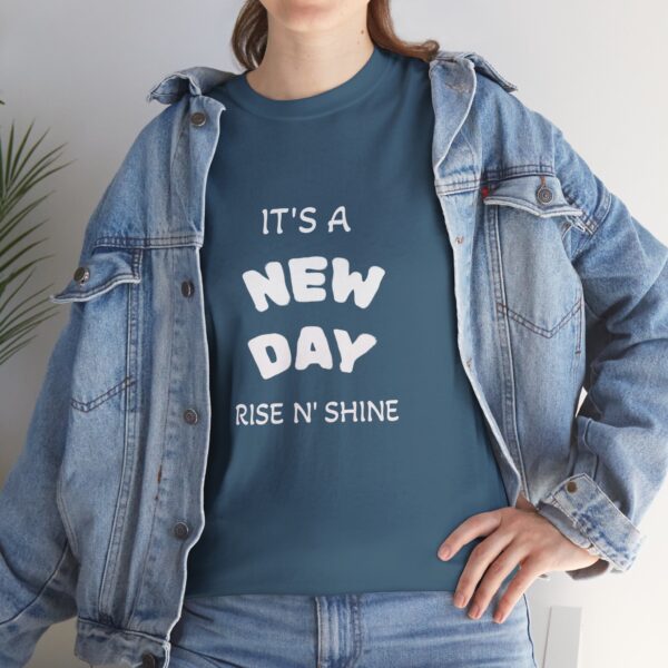 New Day Rise N' Shine T‑Shirt — Positive Morning Quote Graphic Tee