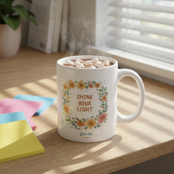 Mug — "Shine Your Light" Floral Inspirational Coffee Cup