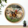 1270674738335449258_2048.jpeg Rooster & Hens Farmhouse Wall Clock — Rustic Chicken Coop Kitchen Decor
