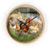9219977423639776577_2048.jpeg Rooster & Hens Farmhouse Wall Clock — Rustic Chicken Coop Kitchen Decor