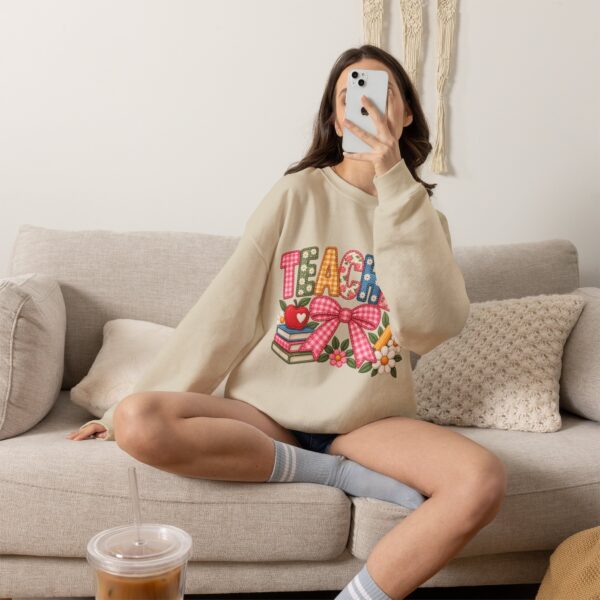 Teacher Patchwork Sweatshirt | Faux Embroidery Teacher Gift | Floral Gingham Teacher Crewneck | Patched with Purpose