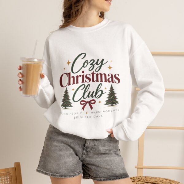 Cozy Christmas Club Sweatshirt — Holiday Crewneck with Trees & Ribbon