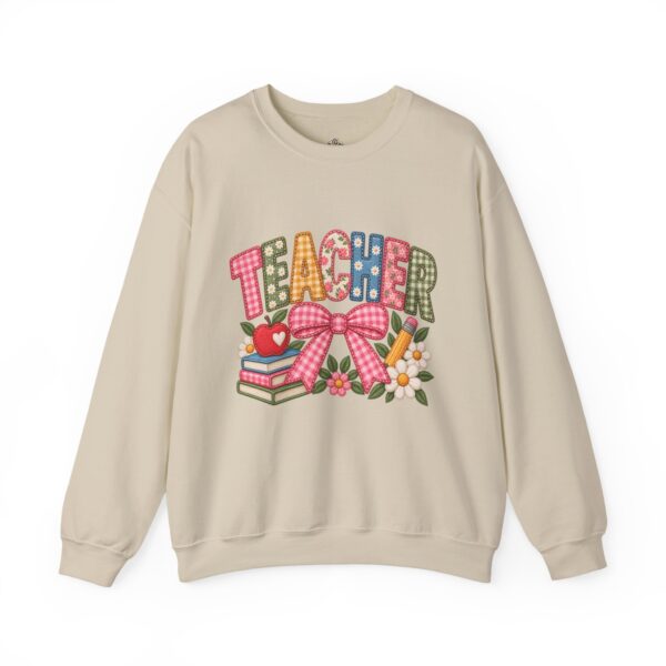 Teacher Patchwork Sweatshirt | Faux Embroidery Teacher Gift | Floral Gingham Teacher Crewneck | Patched with Purpose