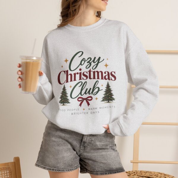 Cozy Christmas Club Sweatshirt — Holiday Crewneck with Trees & Ribbon