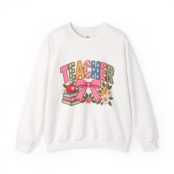 Teacher Patchwork Sweatshirt | Faux Embroidery Teacher Gift | Floral Gingham Teacher Crewneck | Patched with Purpose