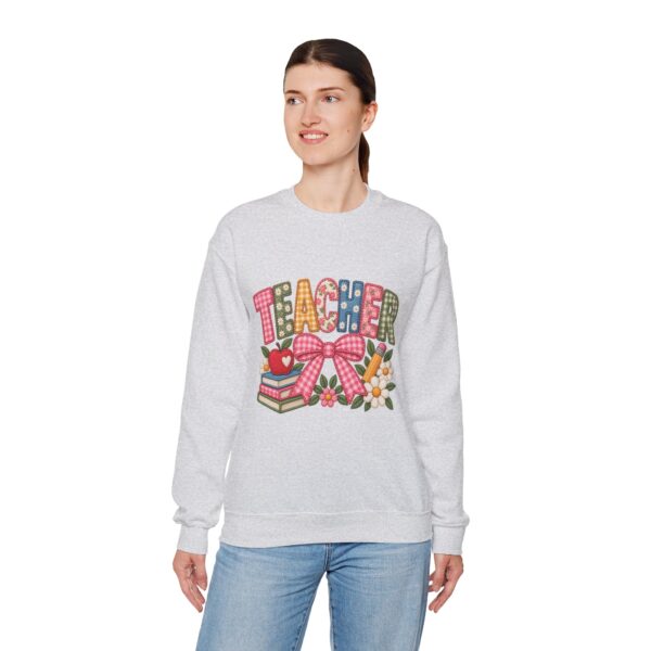 Teacher Patchwork Sweatshirt | Faux Embroidery Teacher Gift | Floral Gingham Teacher Crewneck | Patched with Purpose